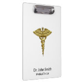 Professional Precious Medical Gold Caduceus Klemmbrett (Rechts)