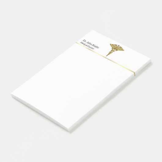 Professional Precious Medical Gold Caduceus Post-it Klebezettel (angewinkelt)