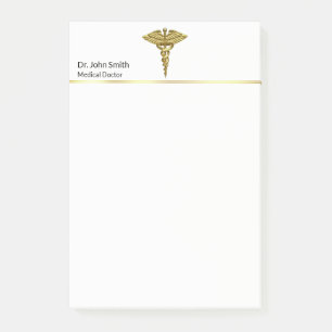 Professional Precious Medical Gold Caduceus Post-it Klebezettel