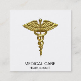 Professional Precious Medical Gold Caduceus Quadratische Visitenkarte