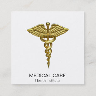 Professional Precious Medical Gold Caduceus Quadratische Visitenkarte