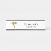 Professional Precious Medical Gold Caduceus Schreibtischnamensplakette (Vorderseite )