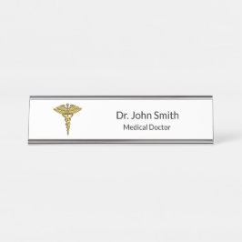 Professional Precious Medical Gold Caduceus Schreibtischnamensplakette