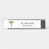 Professional Precious Medical Gold Caduceus Schreibtischnamensplakette (Vorderseite )