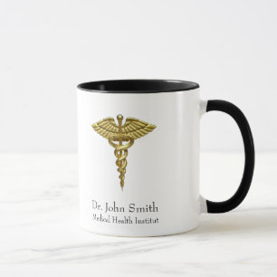 Professional Precious Medical Gold Caduceus Tasse