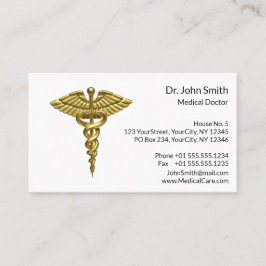 Professional Precious Medical Gold Caduceus Terminkarte