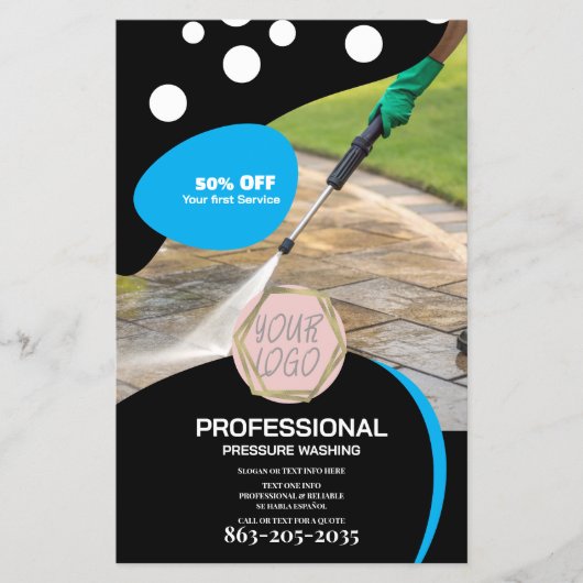 Professional Pressure Wash Minimalist Logo Flyer (Vorne)