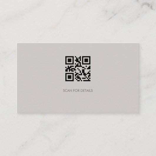 Professional QR Code Monogram Taupe Gray Visitenkarte (Rückseite)