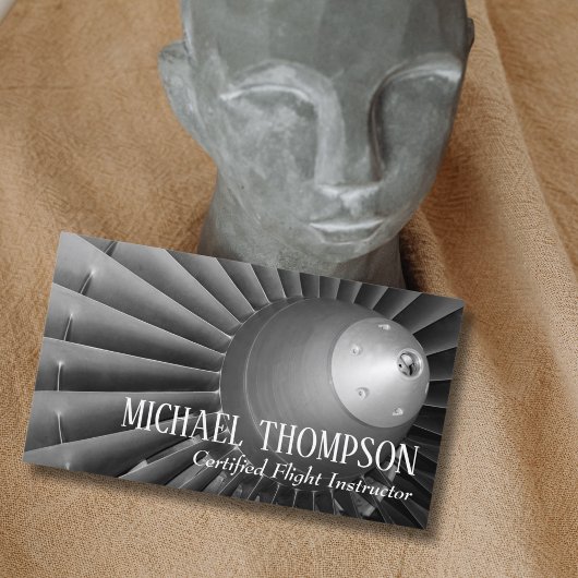 Professional QR Code Photo Gray Aviation Pilot Visitenkarte