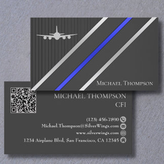 Professional QR Code Pilot Stylish Aviation Visitenkarte