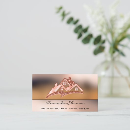 Professional Real Estate Agent Broker Rose House Visitenkarte (Stehend Vorderseite)