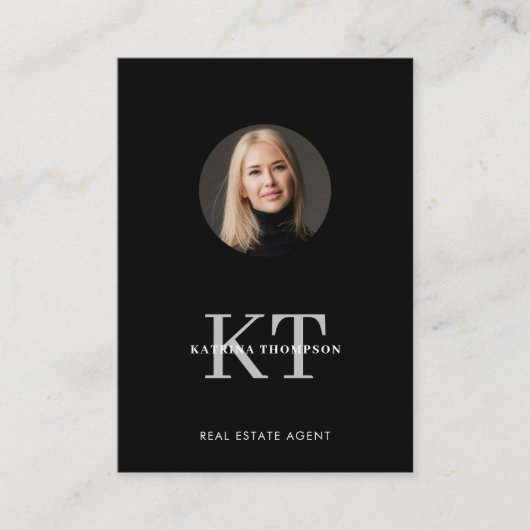 Professional Real Estate Photo Realtor Black Visitenkarte (Vorderseite)