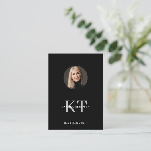 Professional Real Estate Photo Realtor Black Visitenkarte (Stehend Vorderseite)