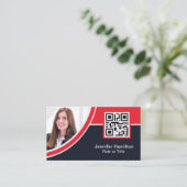 Professional Red Custom Logo QR Code Photo Visitenkarte (Stehend Vorderseite)