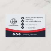 Professional Red Custom Logo QR Code Photo Visitenkarte (Rückseite)