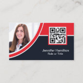Professional Red Custom Logo QR Code Photo Visitenkarte (Vorderseite)