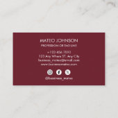 Professional Red Wine Add your Logo Visitenkarte (Rückseite)