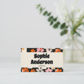 Professional Retro Vintage Floral Business Card Visitenkarte (Stehend Vorderseite)
