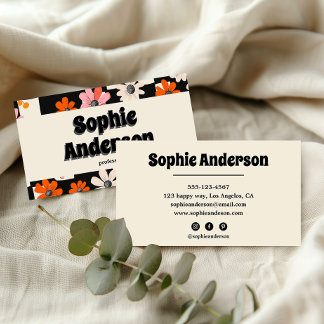 Professional Retro Vintage Floral Business Card Visitenkarte