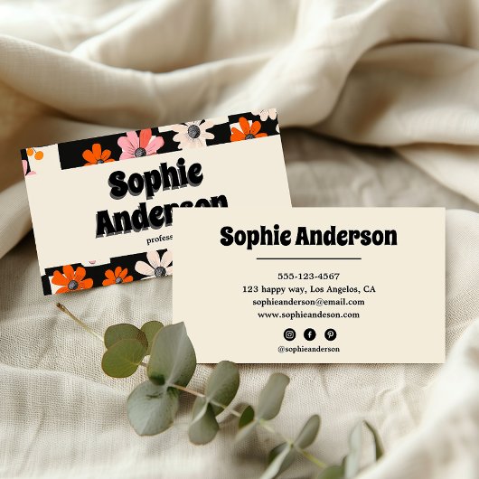 Professional Retro Vintage Floral Business Card Visitenkarte