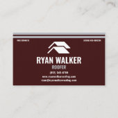 Professional Roofing Modern Maroon & Silver Stripe Visitenkarte (Vorderseite)