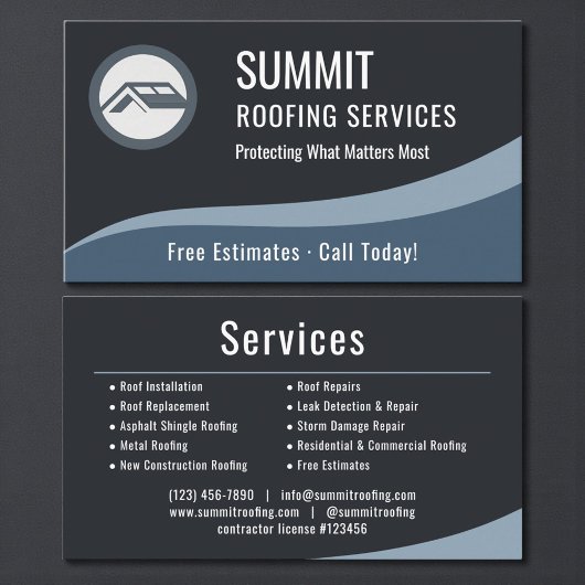 Professional Roofing Roofer Company Visitenkarte