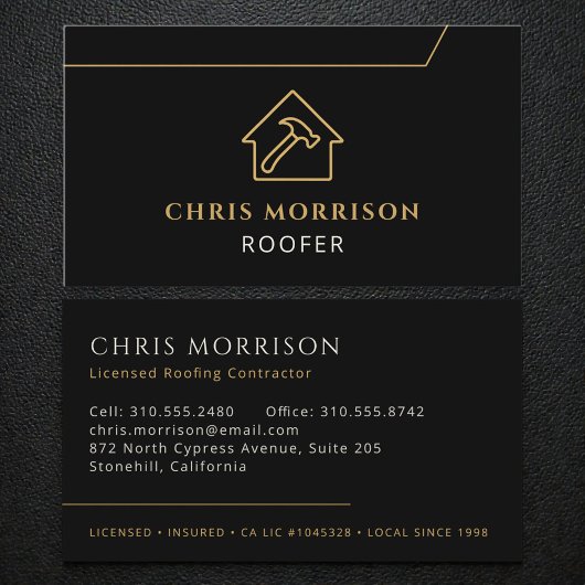 Professional Roofing Roofer Construction Black Visitenkarte