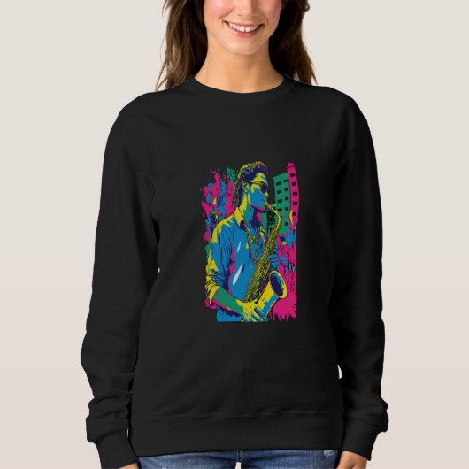 Professional Saxophone Musician Retro Pop Saxophon Sweatshirt (Vorderseite)