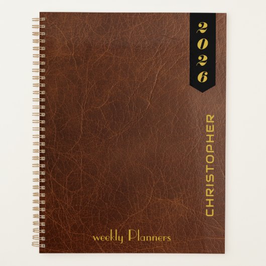 Professional Script on Brown Leather Pattern Planer (Vorderseite)