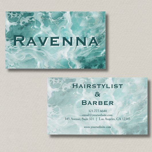 Professional Seafoam Silver White Name Visitenkarte