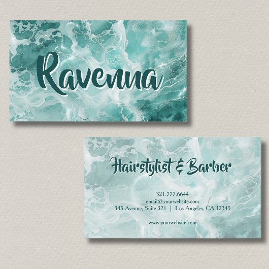 Professional Seafoam Silver White Name Visitenkarte
