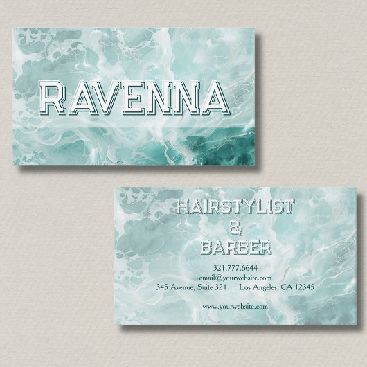 Professional Seafoam Silver White Name Visitenkarte