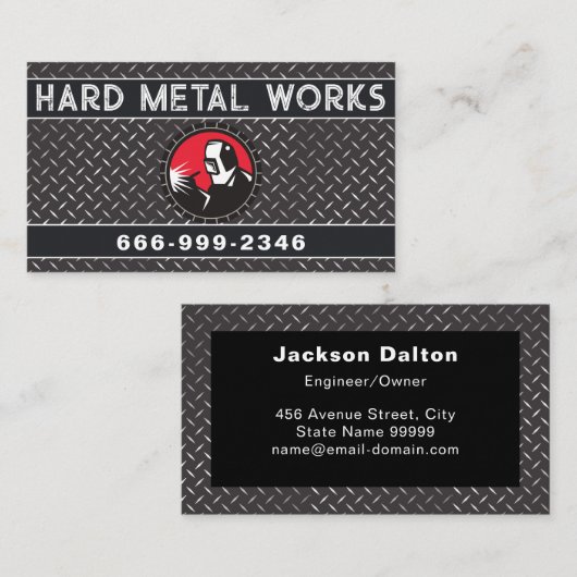 Professional Shiny Black Welding Metal Fabricator Visitenkarte (Vorne/Hinten)