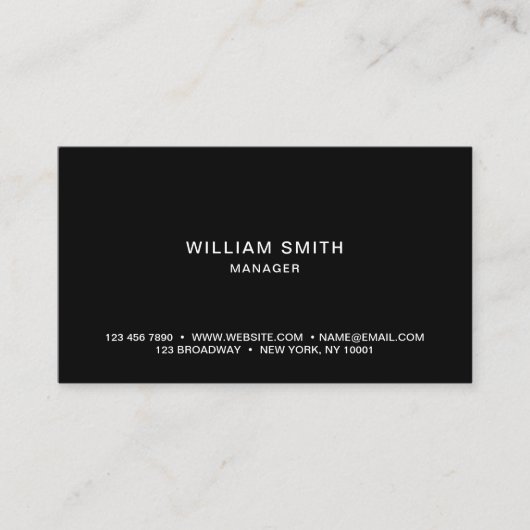 Professional Simple and Minimalist Black Visitenkarte (Vorderseite)