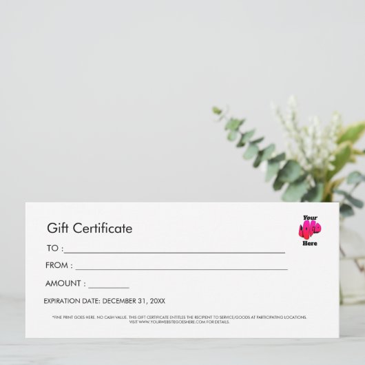Professional Simple Custom Logo Gift Certificate Einladung (Stehend Vorderseite)