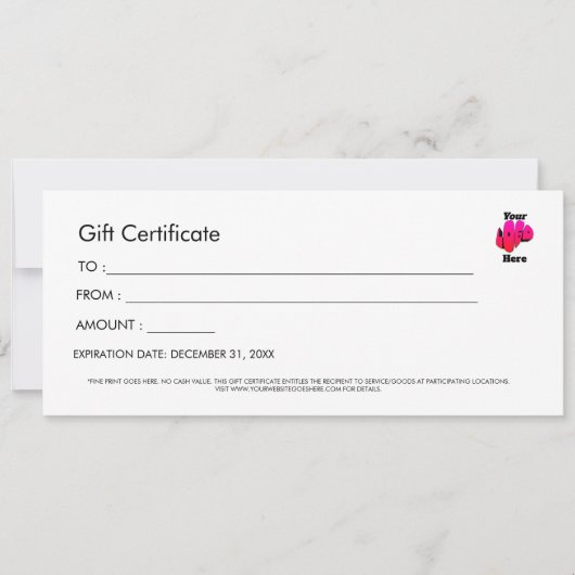 Professional Simple Custom Logo Gift Certificate Einladung (Vorderseite)