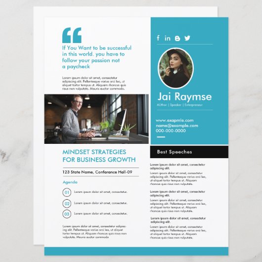 Professional Speaker One Sheet Template (Vorne/Hinten)