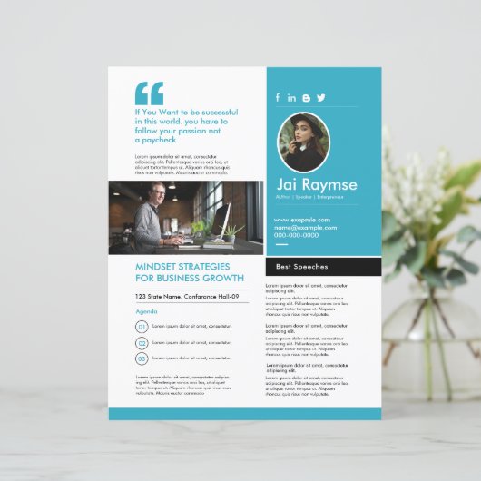 Professional Speaker One Sheet Template (Stehend Vorderseite)
