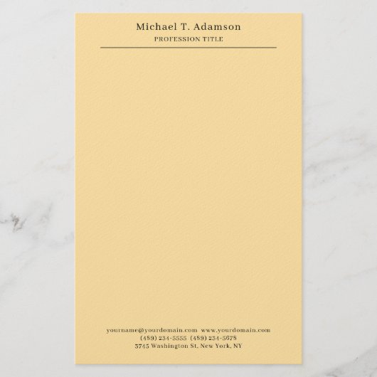 Professional Stylish Elegant Plain Modern Beige Briefpapier (Vorderseite)