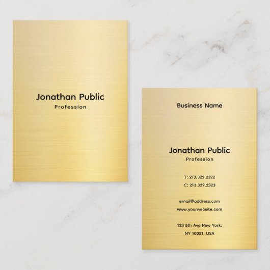 Professional Stylish Faux Gold Template Visitenkarte (Vorne/Hinten)