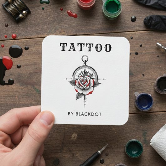 Professional Tattoo Shop Tattoos Studio QR Code Quadratische Visitenkarte