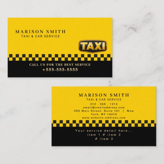 Professional Taxi Service Visitenkarte (Vorne/Hinten)