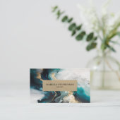 Professional Teal Gold Abstract Modern Visitenkarte (Stehend Vorderseite)