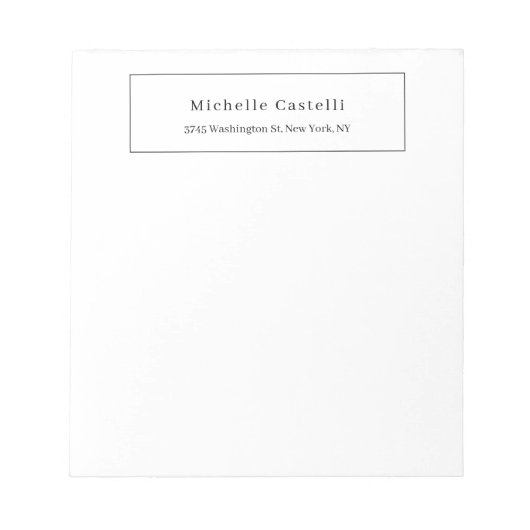 Professional Unique Classical Simple Black & White Notizblock (Vorderseite)