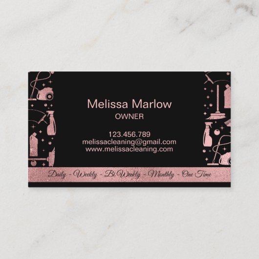 Professional Unique Maid House Cleaning Services Visitenkarte (Rückseite)