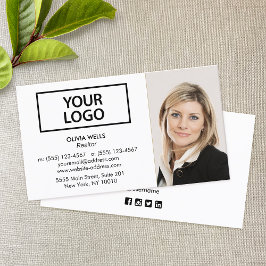 Professional  White Add Photo  Visitenkarte