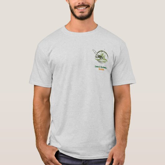 Professional White and Green Lawn Care T-Shirt (Vorderseite)