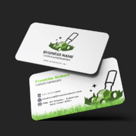 Professional White Green Lawn Care & Landscaping Visitenkarte