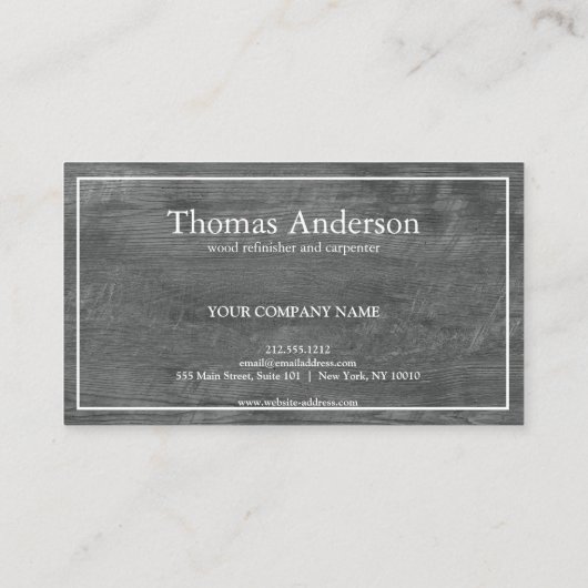 Professional Wood Grain Rustic Carpentry Business Visitenkarte (Rückseite)