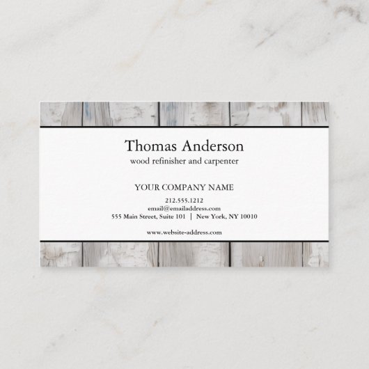 Professional Wood Grain Rustic Carpentry Visitenkarte (Rückseite)